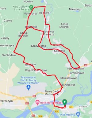 mapa poglądowa gmin Nowy Dwór Maz. i Pomiechówek, czerwoną...
