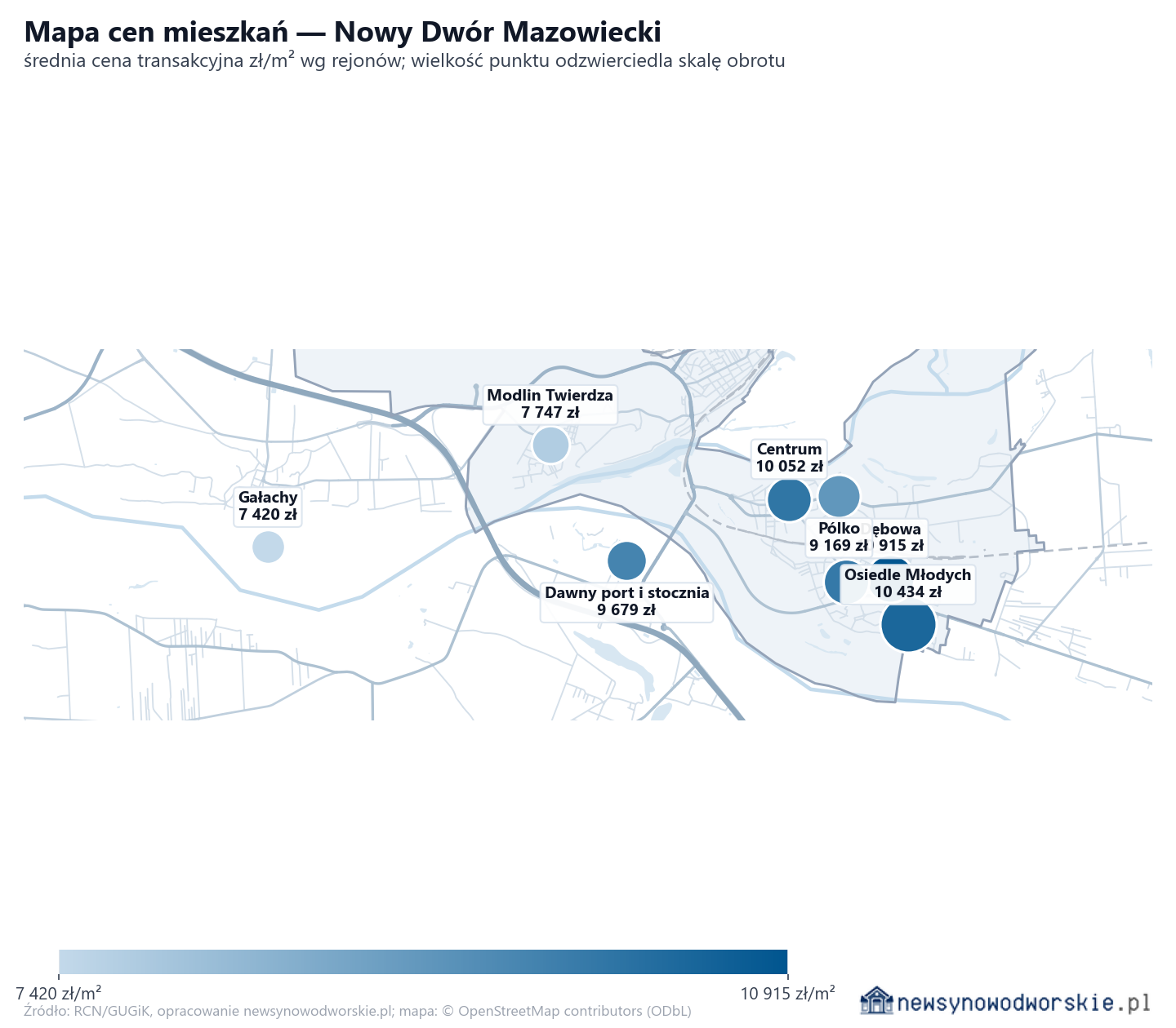 Mapa cen mieszkań - Nowy Dwór Mazowiecki
