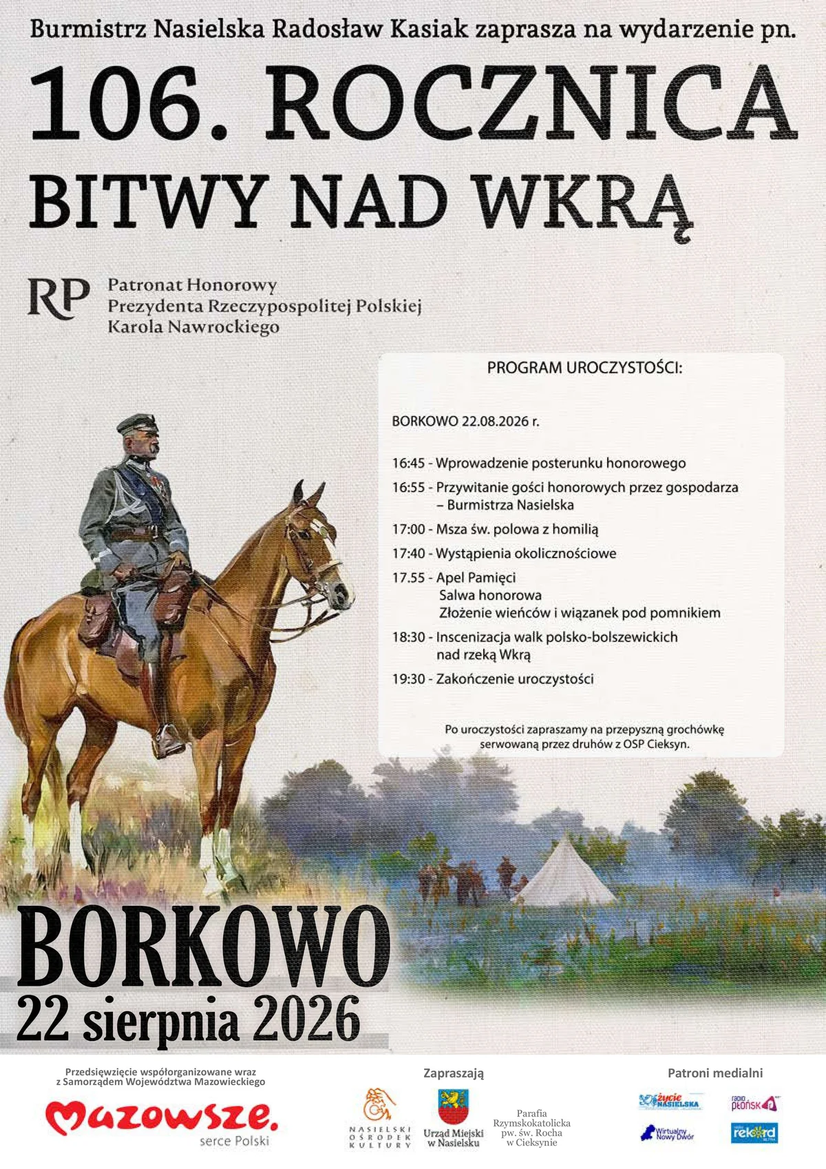 Grafika promocyjna wydarzenia 106. rocznica Bitwy nad Wkrą
