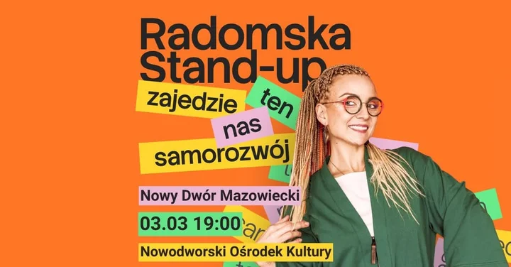 Grafika promocyjna wydarzenia Aleksandra Radomska „Zajedzie nas ten samorozwój” – Nowy Dwór Mazowiecki