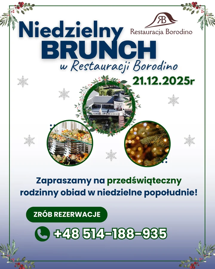 Grafika promocyjna wydarzenia Brunch Niedzielny — przedświąteczny brunch w Nowym Dworze Mazowieckim