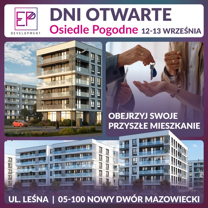 Obrazek przedstawia grafikę promocyjną wydarzenia Zwiedzanie inwestycji mieszkaniowej na Osiedlu Pogodnym — dni otwarte