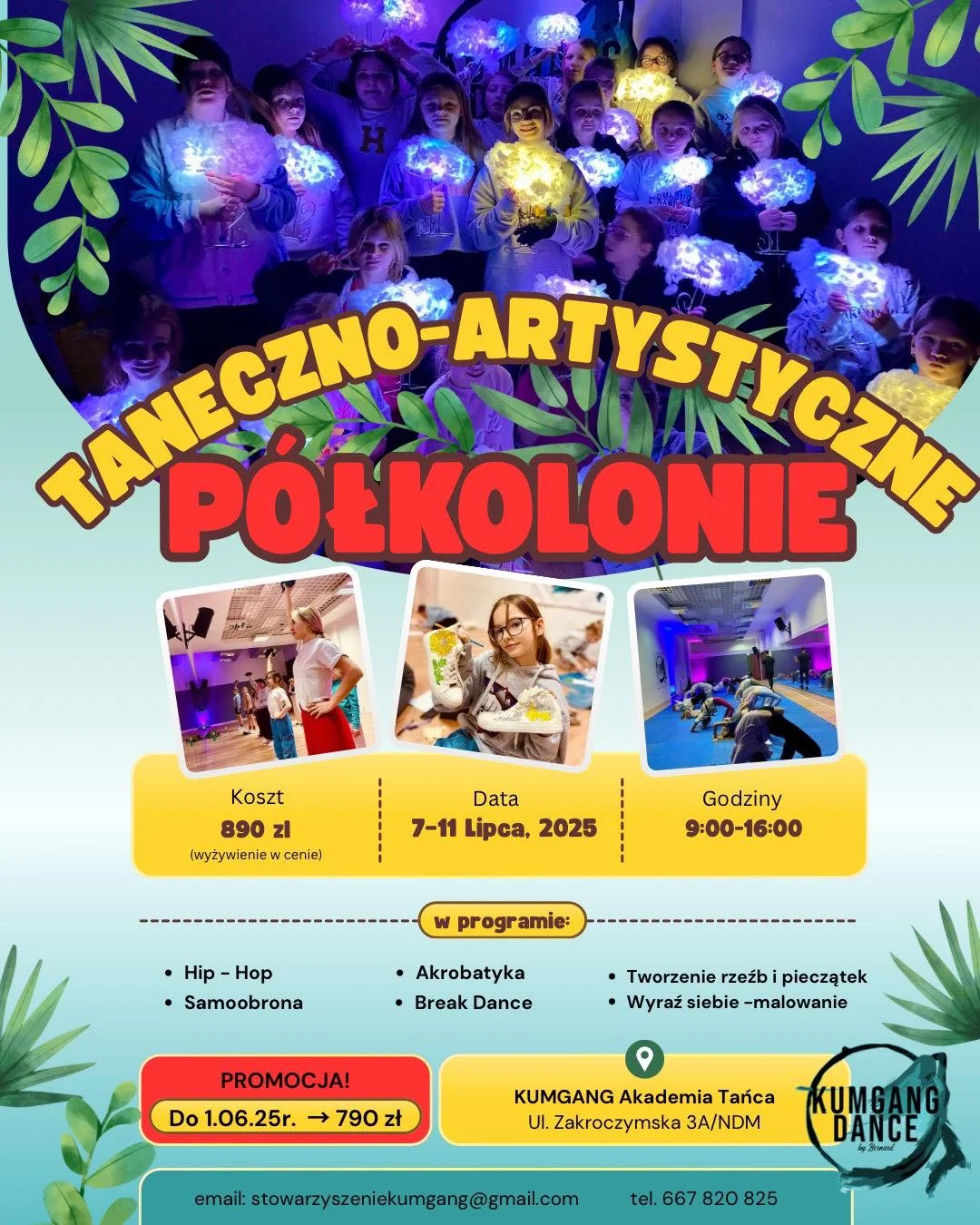 Grafika promocyjna wydarzenia Letni Tydzień Warsztatów Taneczno-Artystycznych dla Młodzieży