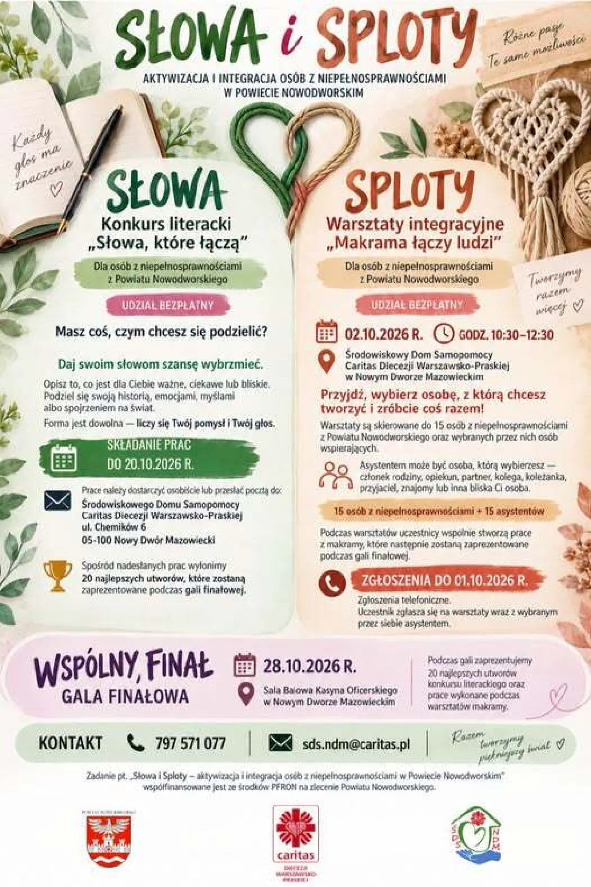 Grafika promocyjna wydarzenia „Makrama łączy ludzi” – warsztaty integracyjne