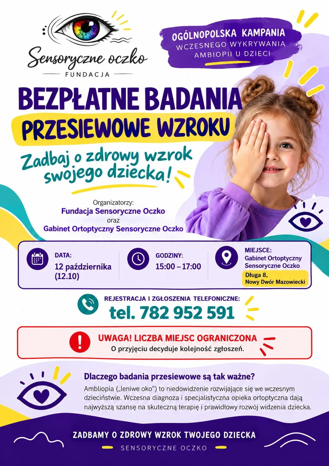 Grafika promocyjna wydarzenia Mamo, ja Ci nie powiem, że nie widzę – bezpłatne badania wzroku
