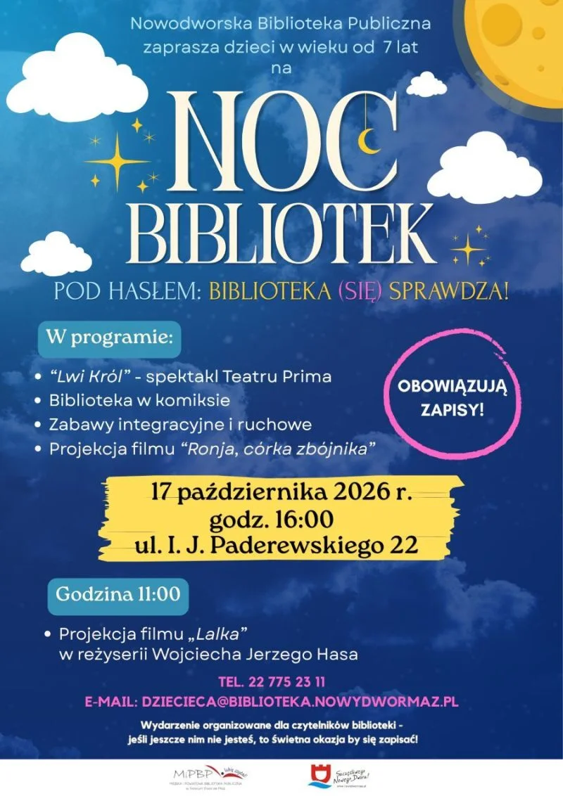 Grafika promocyjna wydarzenia Noc Bibliotek: „Biblioteka (się) sprawdza!”