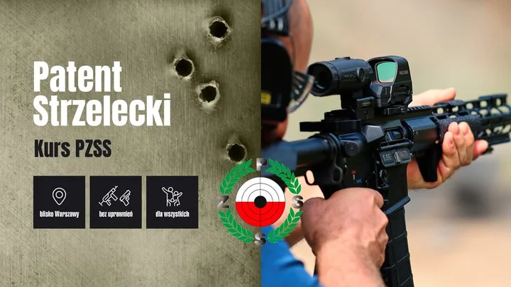 Grafika promocyjna wydarzenia Patent Strzelecki 2026 — kurs przygotowujący do egzaminu na patent strzelecki