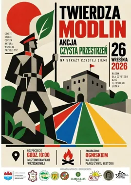 Grafika promocyjna wydarzenia Akcja sprzątania Twierdzy Modlin