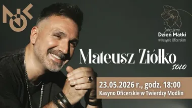 Grafika promocyjna wydarzenia Dzień Matki w Kasynie Oficerskim — Mateusz Ziółko SOLO przy fortepianie