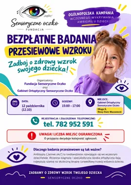 Grafika promocyjna wydarzenia Mamo, ja Ci nie powiem, że nie widzę – bezpłatne badania wzroku