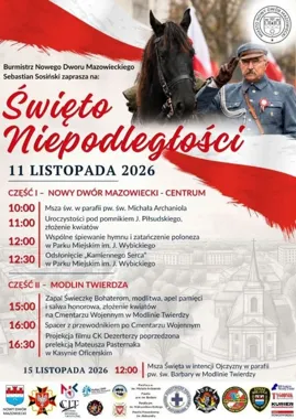 Grafika promocyjna wydarzenia Obchody Święta Niepodległości w Nowym Dworze Mazowieckim