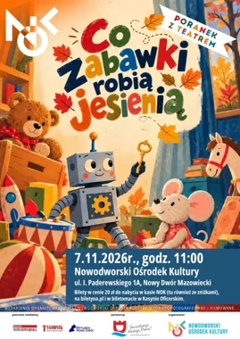 Grafika promocyjna wydarzenia Poranek z Teatrem: „Co zabawki robią jesienią”