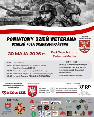 Grafika promocyjna wydarzenia Powiatowy Dzień Weterana Działań Poza Granicami Państwa w Twierdzy Modlin