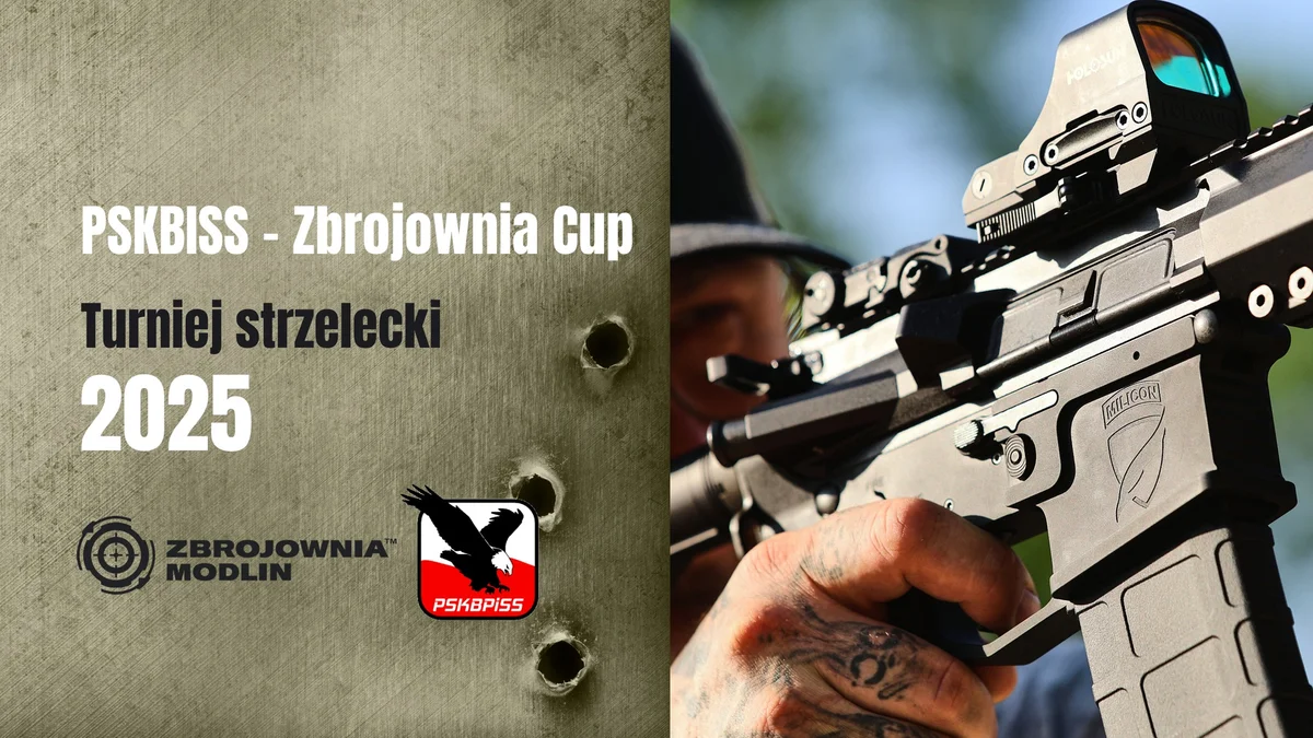 Grafika promocyjna wydarzenia Turniej Strzelecki PSKBPISS Zbrojownia Cup 2025 w Nowym Dworze Mazowieckim