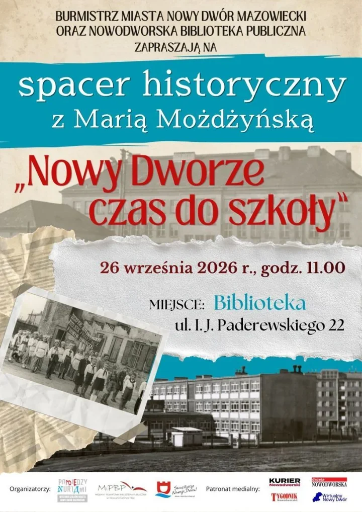 Szkolne tropy w Nowym Dworze Mazowieckim podczas historycznego spaceru