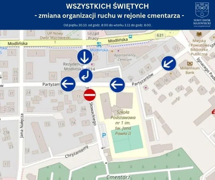 Dojazd do cmentarza przy Słowackiego z ograniczeniami