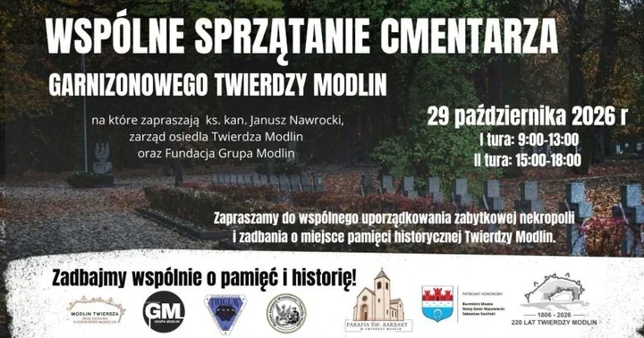 Dwie tury sprzątania zabytkowego cmentarza w Twierdzy Modlin