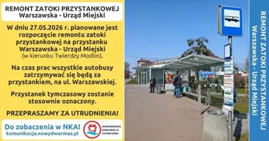 Remont zatoki przy Urzędzie Miejskim. Autobusy staną za przystankiem