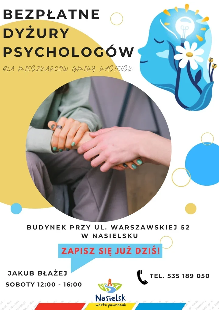 Bezpłatny psycholog i punkt konsultacyjny w Nasielsku. Pomoc jest dostępna co sobotę