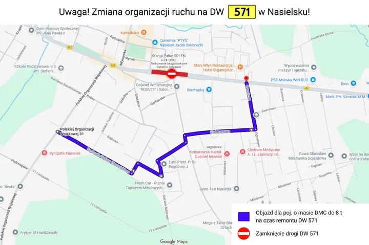 Budowa ronda przy stacji Orlen zamknie fragment DW571. Są trzy objazdy
