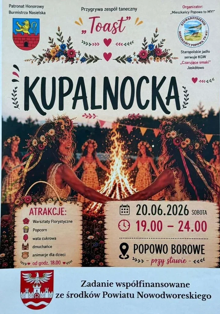 Rodzinny wieczór nad stawem. Kupalnocka w Popowie Borowym przyciągnie całe rodziny