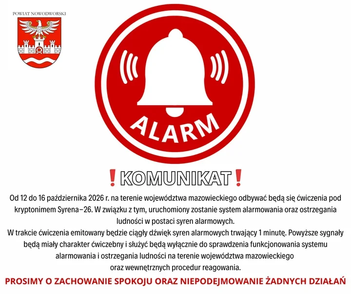 Syreny alarmowe zabrzmią na Mazowszu. To będą ćwiczenia