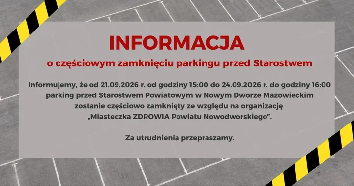 Parking przed starostwem będzie częściowo zamknięty
