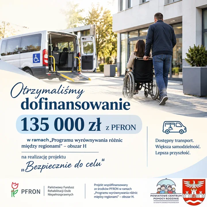 135 tysięcy złotych na transport door-to-door w powiecie nowodworskim