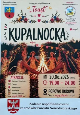 Rodzinny wieczór nad stawem. Kupalnocka w Popowie Borowym przyciągnie całe rodziny