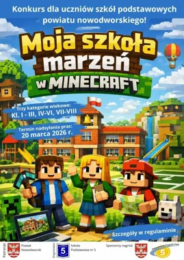 Uczniowie z powiatu budują szkołę marzeń w Minecraft – konkurs SP nr 5