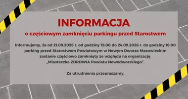 Parking przed starostwem będzie częściowo zamknięty