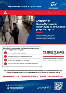 PGE ostrzega rolników. Stare instalacje mogą zagrozić gospodarstwom